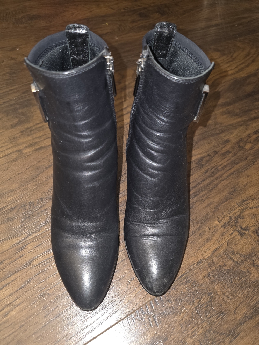 Aquatalia Black Leather Ankle Booties with Side Zip - Picture 4 of 9